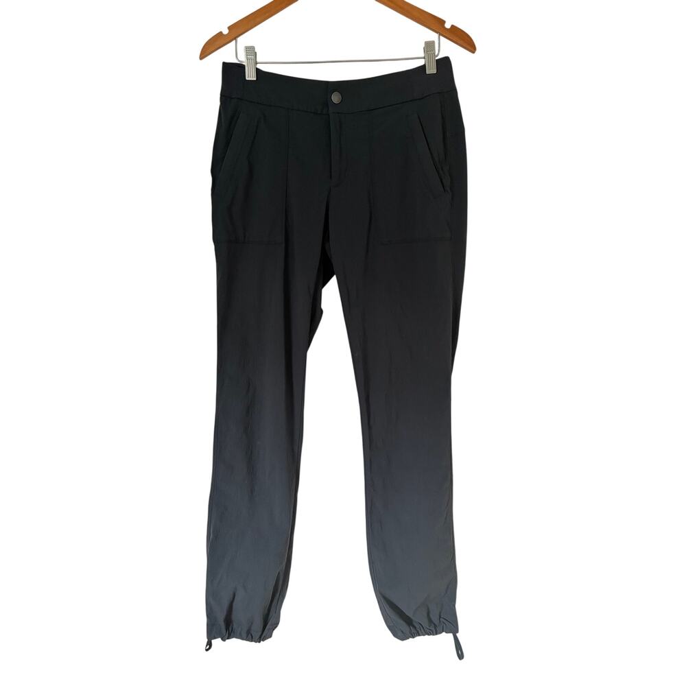 Athleta Gray Casual Nylon Pants Straight Athleisure Gorp Drawstring Ankle Size 6